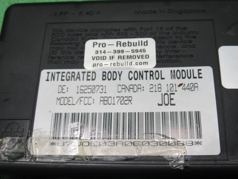 16250731 ESCALADE YUKON DENALI BCM INTERGRATED BODY CONTROL JOE MODULE