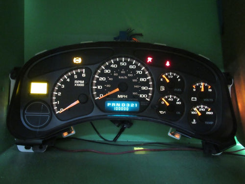 01-02 YUKON TAHOE SILVERADO INSTRUMENT GAUGE CLUSTER SPEEDO TACH MILEA