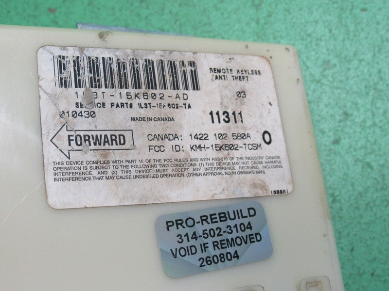 01-03 FORD F150 ANTI THEFT KEYLESS ENTRY LOCKING MODULE 1L3T-15K602-AD