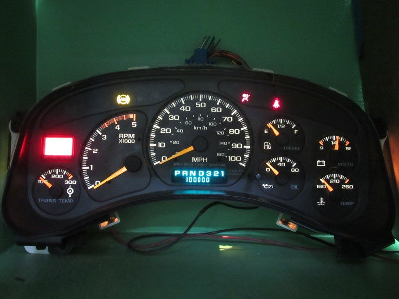 01-02 SILVERADO SIERRA DURAMAX HD INSTRUMENT CLUSTER MILEAGE PROG REBU