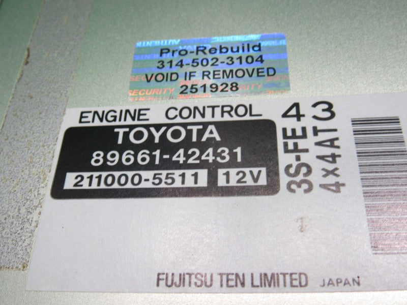 89661-42431 98 TOYOTA RAV4 AT ECU ECM PCM ENGINE COMPUTER CONTROL REBU