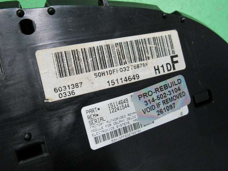 03-04 SILVERADO SIERRA TAHOE INSTRUMENT GAUGE CLUSTER MILEAGE PROG REB
