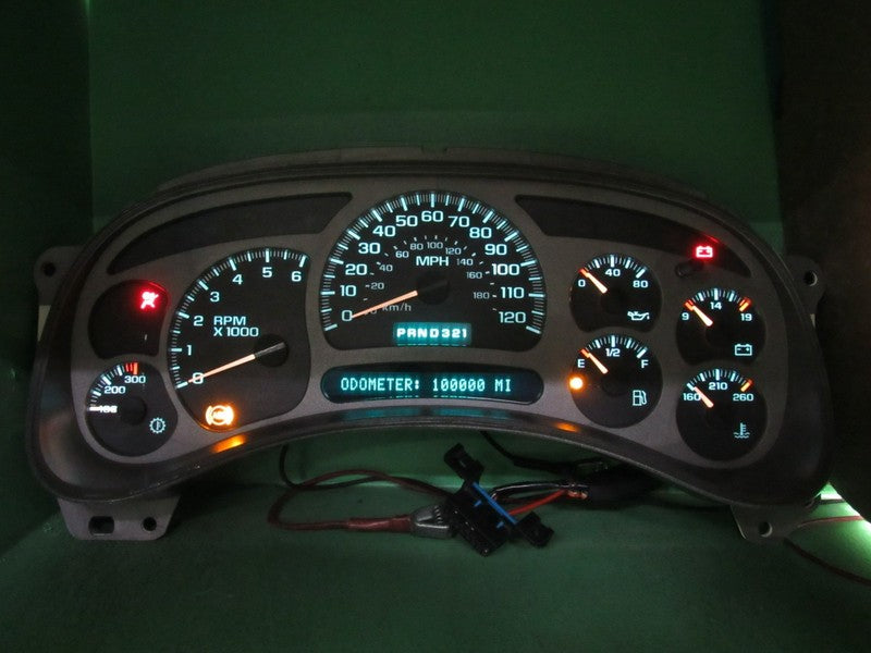 03-04 GMC YUKON DENALI INSTRUMENT GAUGE CLUSTER SPEEDO MILEAGE PROG RE