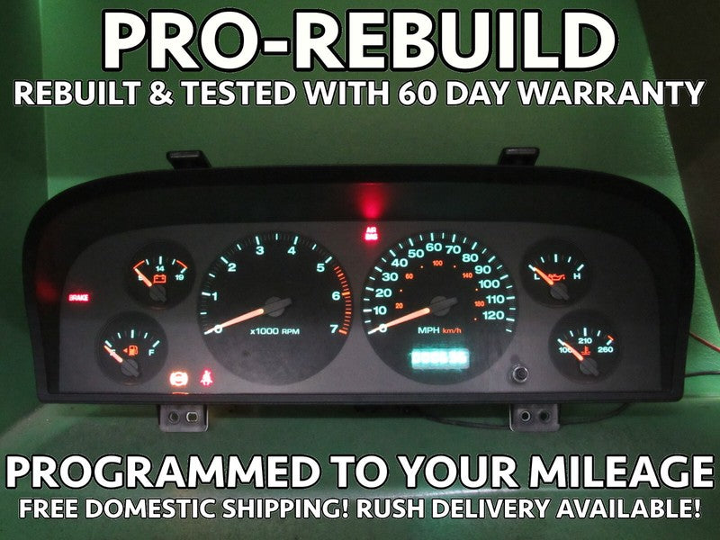 02-04 JEEP GRAND CHEROKEE WJ INSTRUMENT GAUGE CLUSTER MILEAGE PROG REB