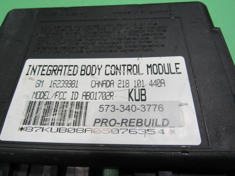 CAMARO FIREBIRD F-BODY BCM INTERGRATED BODY CONTROL KUB MODULE 1623998