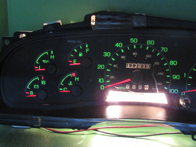 99-01 F250 F350 GAS INSTRUMENT GAUGE CLUSTER GAUGES SPEEDO TACH 117K T
