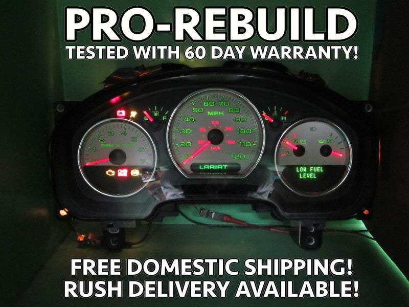 04-05 F150 LARIAT INSTRUMENT GAUGE CLUSTER GAUGES SPEEDO TACH 169K TES
