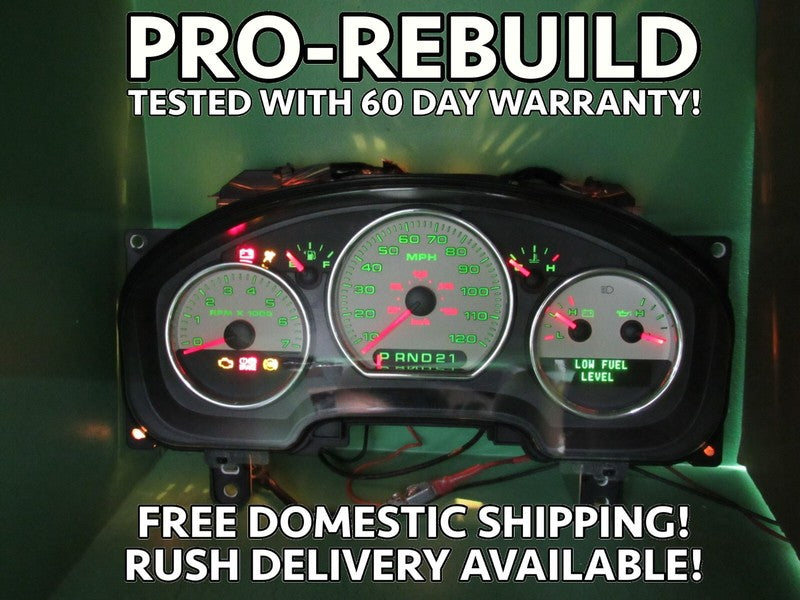 04-05 F150 LARIAT INSTRUMENT GAUGE CLUSTER GAUGES SPEEDO TACH 152K TES