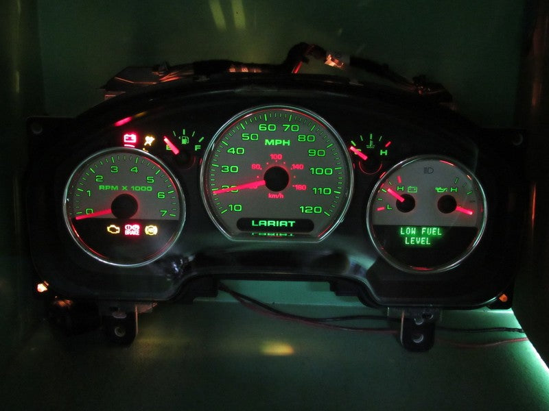 04-05 F150 LARIAT INSTRUMENT GAUGE CLUSTER GAUGES SPEEDO TACH 317K TES