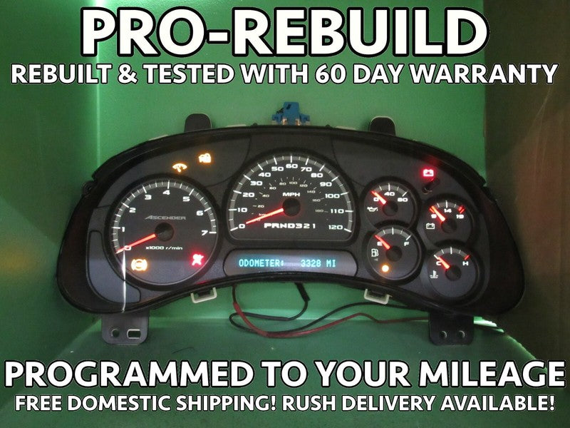 06-07 ASCENDER INSTRUMENT GAUGE CLUSTER SPEEDOMETER MILEAGE PROG REBUI